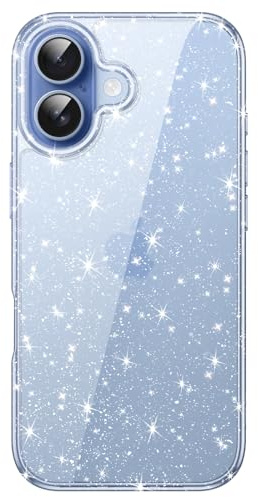 JETech Glitter Case for iPhone 17, Blue | Sparkly Glitter Design, Shockproof Protection, Clear Back, Stylish Look