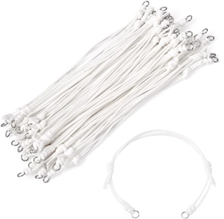 Sparkeads 20 cordons de bracelet en polyester ciré demi-finis réglables de 23,5 cm pour bracelets d'amitié, bracelets en polyester ciré pour création de bijoux DIY, blanc