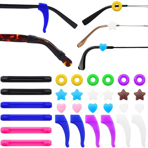 Anvin 15 Pairs Eyeglasses Retainers Silicone Glasses Anti-Slip Grips Eyewear Spectacle Stay Put For All Glasses (5 Styles In, Comfort Wear And Reusable)