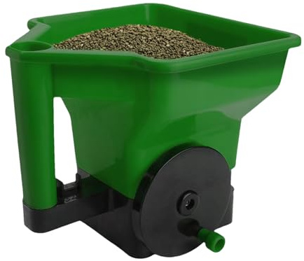 Generico Streuwagen mit Kurbel – Übertragungsstreuer mit Kapazität von 15 Pfund, einstellbare Durchflussregelung, Stahlkonstruktion | Manueller Rasensprüher