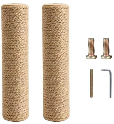 Lot de 2 arbres à chat de 7 cm avec goujons, tronc à gratter avec corde en sisal pour chats qui remplacent l'ancien tronc à griffer, colonne à gratter avec filetage : 8 mm (M8) (diamètre 7 cm x