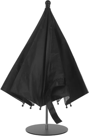 Mini Ombrellone da Tavolo 50cm Parasole Nero Base Stabile | Protezione Uv, Struttura Antivento in Ferro e Tessuto, Compatto Portatile, per Spiagge e Patii