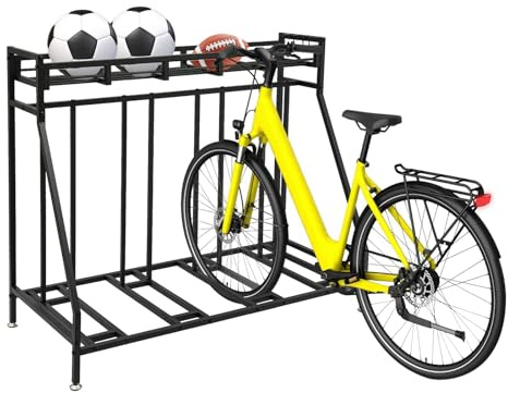 Supporto per bicicletta, per garage e cantina (4 biciclette) | portata di 100 kg, in ferro, 4 ganci per accessori, stabile e salvaspazio