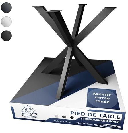 CM Furniture Pied de Table Mikado Spider Châssis de Table pour Plateaux Ronds et Carrés Réglable Noir Hauteur 72 cm Patins de Tables Manger Bureau Conférence Salon Pied de Meuble Montage Easy