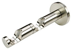 Liedeco Kombiträger für Gardinenstangen 12 cm zweiläufig, ø 20 mm | 1 Stück | Edelstahl-Optik