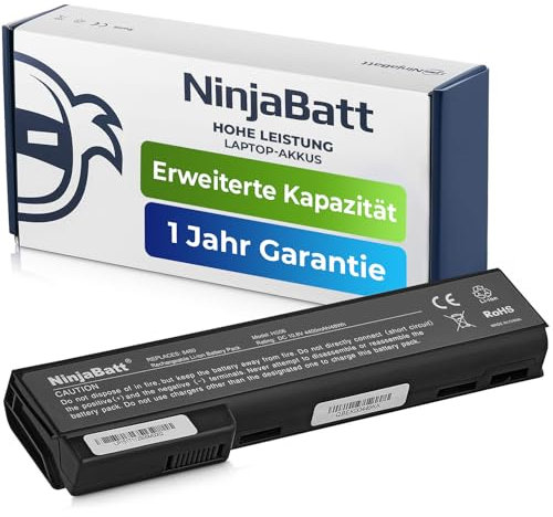 NinjaBatt Akku Für HP 8460P 8470P 8570P CC06 8560P 628668-001 6560B CC06XL 6570B 628666-001 HSTNN-F08C 6470B 628670-001 6475B 6460B 6360B 8460W 8470W - Hohe Leistung [6 Zellens/4400mAh/48Wh]