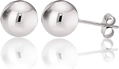KEZEF Boucles d'oreilles à tige en argent sterling 925 pour femmes - Boucles d'oreilles à tige moyennes légères hypoallergéniques pour femmes | Boucles d'oreilles à boule de 5 mm
