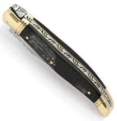 Laguiole manche en corne noire et mitres en inox