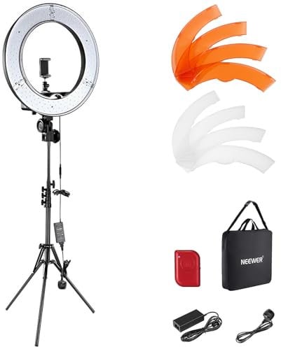 NEEWER Ring Light Kit: 18/45cm Outer 55W 5600K Dimmable LED Ring Light, Light Stand, Carrying Bag for Camera, Smartphone, YouTube, TikTok, Self Portrait Shooting, Black