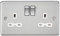 KNIGHTSBRIDGE CL9BCW 13A 2G DP Switched Socket with White Insert-Rounded Edge Brushed Chrome