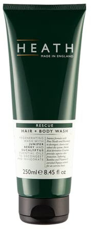 Heath Rescue Gel douche pour cheveux et corps 250 ml | Formule nettoyante intense | Alimenté avec des huiles essentielles d'eucalyptus, d'aiguille de pin, de baies de genévrier et de romarin pour