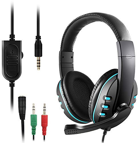 3.5mm Gaming Headset, DaKuan Over Ear Noise Isolating Headphone with Mic and Volume Control,Compatible with Laptop, PC, PS4, Xbox One Controller, Bonus with Extra 3.5mm Adapter