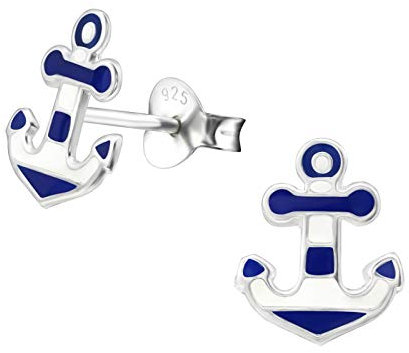 Monkimau Mädchen Ohrringe Anker Ohrstecker aus 925 Sterling Silver Silber