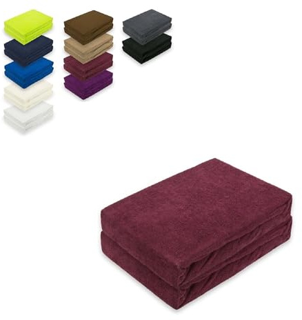 EXKLUSIV HEIMTEXTIL Frottee Spannbettlaken Doppelpack 140-160 x 200 cm 80% Baumwolle, 20% Polyester Öko - Tex Zertifiziert, Markenqualität, Matratzenhöhe bis 25 cm, Bordeaux