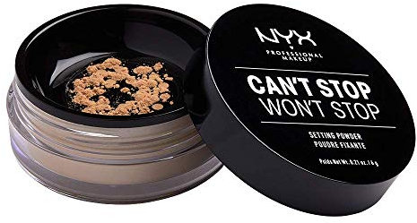 NYX Professional Makeup Puder, Can't Stop Won't Stop Setting Powder, Loses Fixierpuder, Vegane Formel, Mattes Finish, Öl-Absorbierend, Farbton: Medium