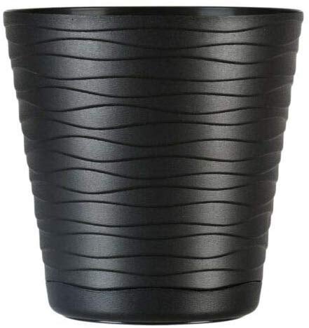 KORAD TEDI Indoor Flower Plant Pot with Saucer|Decorative Modern Plastic Planter with Drainage Holes|Lightweight & Durable for Houseplants|Multiple Sizes & Colours(Black, Ø 25 cm (9.84 inch))