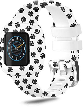 SeaFicco Musterdruck Uhrenarmband Silikon Armband Sport Ersatzband Verstellbar Wechselarmband Ersatz Uhrband Kompatibel für Garmin Vivofit jr.3 (Fußabdruck)