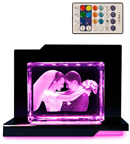 LOOXIS 3D Glasfoto - Ihr Foto in 3D in Glas gelasert - Fotogeschenk (mit Premium Acryl Leuchtsockel, XL Querformat)
