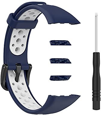 BoLuo Bracelet pour Montre Connectée Honor Band 6,Silicone Bracelets Montre,Silicone Souple Bande de Sport Remplacement avec fermoir Réglable Sangle pour Honor Band 6/Huawei Band 6 (blanc bleu)