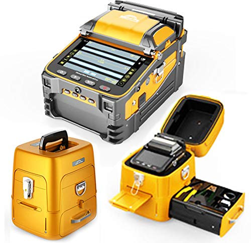 QIIRUN Fusion Splicer AI-9 Kit, soudeuse fibre optique avec 6 moteurs et alignement du noyau pour les projets de construction de lignes principales FTTH et d’épissage de câbles (EU Plug)