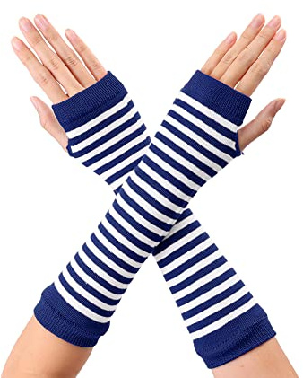 Allegra K Women's Fingerless Gloves Printed Elbow Length Knitted Arm Warmer | Printed knitted elbow length, stretchy materials, Keeps arms warm, cosplay, events, daily
