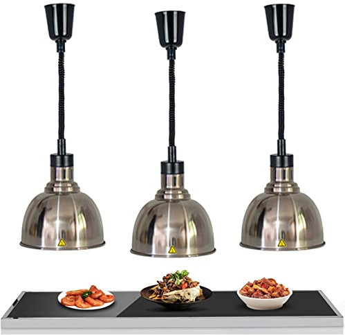 DBMGB Lebensmittel Wärmelampe für Küche und Kommerziell, Plattenwärmerlampe Buffet mit 250W Glühbirne für Essen, Lebensmittel Einkochautomat (3 Stück)