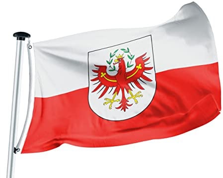 FLAGLY Bandiera Tirol Premium 100 x 150 cm, peso del tessuto 115 g/m², stampata, poliestere lucido robusto e resistente alle intemperie, con occhielli (100 x 150 cm, Tirol)