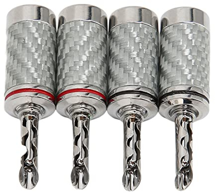 Entatial BFA Banana Plug, White Carbon Fiber Housing Clear Sound BFA Banana Plug for 5mm/0.2inch Diameter Speaker Cable for Amplifier