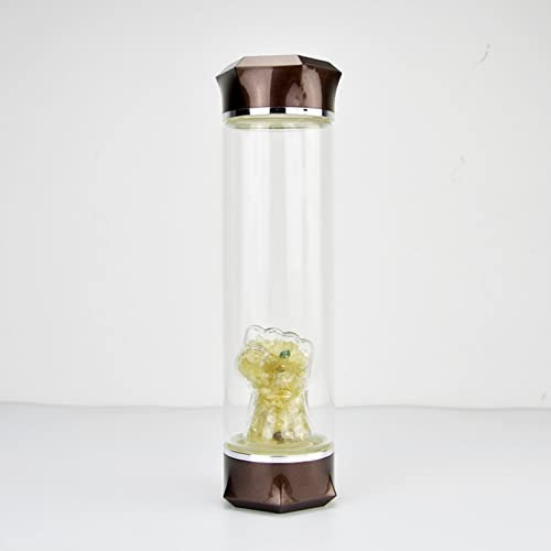 BiiKoon Crystal Water Bottle Sets 550 Ml Removable Natural Gemstone Reusable Leak Proof Healing Natural Crystal Water Bottle with Stainless Steel Cap (Color : Citrine, Size : 550ml)