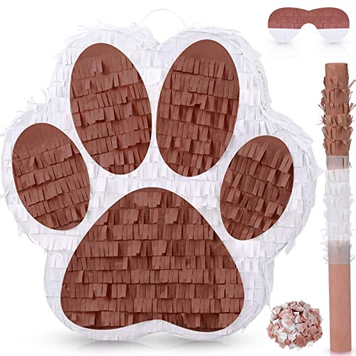 Piñata für kleine Hundepfoten, Geburtstagsparty-Zubehör, Tier-Thema, Geburtstagspiñata mit Augenbinde, Fledermaus-Konfetti für Haustier, Kuh-Mottoparty, Babyparty, Dekorationen, Gastgeschenke (Kaffee)