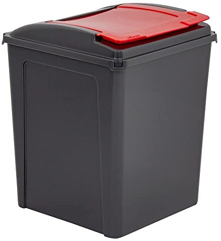 Celino Poubelle de recyclage en plastique avec couvercle Rouge 50 l