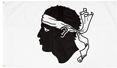 PHENO FLAGS Bandiera della Corsica - Bandiera corsa 90x150 cm con occhielli in ottone - Bandiera resistente alle intemperie per asta della bandiera - 100% poliestere
