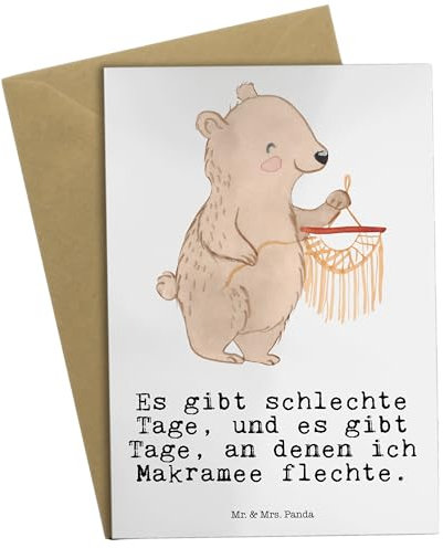 Mr. & Mrs. Panda Grußkarte Bär Makramee - Geschenk, Beileidskarte, Basteln mit, einladungskarten, Grußkarten, osterkarte, osterkarten, weihnachtskarten