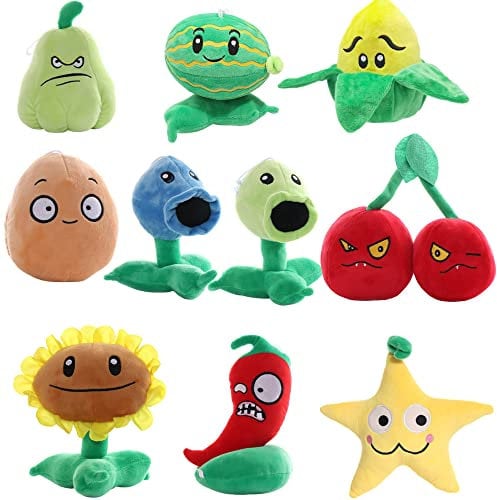 Aolivia Pvz plush-come with 50pcs stickers, Pvz stuffed doll, Cute pvz soft toys (10pcs plants)