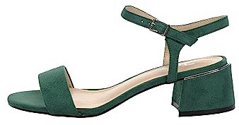 Rio Fiore Sandali Donna con Tacco, Verde, 5 cm Tacco a Blocco, Cinturino alla Caviglia, Microfibra, C553-K1781-30 (Green Microfiber, 39 EU)