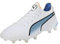PUMA King Ultimate Fg/AG Fußballschuhe, Größe 44 1/2, Weiß, Schwarz, Blau, Glimmer, Ultra Orange, 44.5 EU