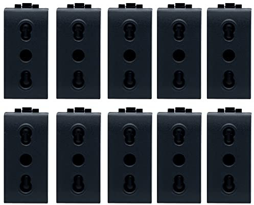 BRATEK - 10 Prese elettriche da muro compatibile con bticino - Presa elettrica muro Bipasso compatibile frutti elettrici - Presa da muro alta qualità