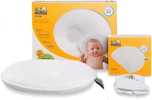 MIMOS® Babykissen | Hilft bei der Vorbeugung und Behandlung von Plagiozephalie | Atmungsaktiv und flauschig | Inklusive abnehmbarem Bezug aus 100 % Polyester (M, weiß)