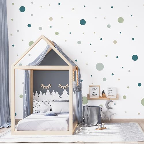 Muralo - Wandtattoo Kinderzimmer Mädchen, Klebe-Punkte Bunt 150 Stück - Wandsticker Wanddeko Babyzimmer, Wandaufkleber Deko Kreise Set, Dots- Br. 60cm x Hö. 30cm
