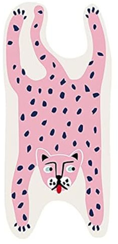 Kahdsvby Teppich in Tierform, Leopardenmuster, rutschfest, handgefertigt, skurril, Größe M bis L, für Innenbereich, 60 x 120 cm, Rosa