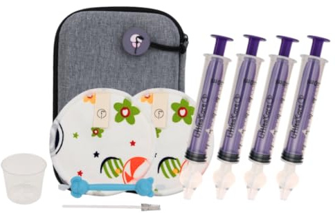 Seringue nasale bebe – Lavage nez avec embout silicone serum physiologique – Pipette nez bébé – Mouche-bébé manuel – Trousse de soin bebe naissance – Lingettes bebe + cure-nez bleu + doseur