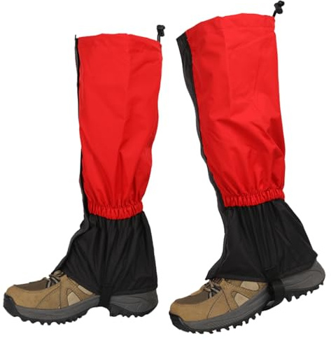 YMWALK Bein Gamaschen, Wander Gamaschen, Schneegamaschen, wasserdichte Winddichte leichte und verstellbare Beinabdeckung, strapazierfähige Gamaschen zum Wandern, Skifahren, Klettern, Jagen(Rot)