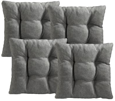 XDREAM Interior 4er Set Stuhlkissen hellgrau | Bequemes Sitzkissen für Küchen, Esszimmer und Gartenstühle | Öko-Tex Zertifiziert | produziert nach deutschem Qualitätsstandard | 38 x 38 x 6 cm
