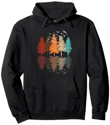 Bäume Reflektion Outdoor Natur Retro Wald Pullover Hoodie