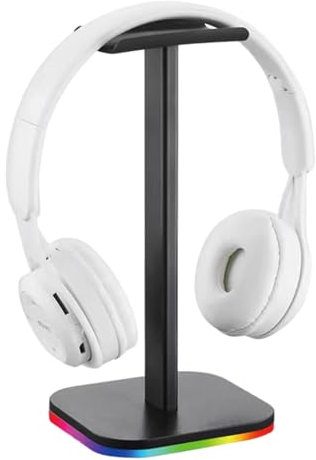 1 pc RGB Gamings Headset Stand - Adjustable RGB Based Headphone Stand, USB Plug In Headset Stand with LED Base | Portable Desk PC Earphone Stand, Headphone Cord Stand for Gamings Station Fancy