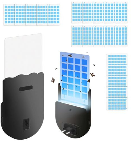 Flohfalle, Flohfalle für Wohnung Elektrisch, Flöhe in der Wohnung Bekämpfen Klebrige Flohfalle Testsieger, Kakerlaken Falle, Flea Trap Lampe, LED Flohlichtfalle (Schwarz Flohfalle 20 Klebescheiben)