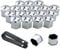 MAOQYE Lot de 20 cache-écrous de roue universels avec outil de démontage pour voitures, capuchons de écrous de roue hexagonaux (argent, 19 mm)