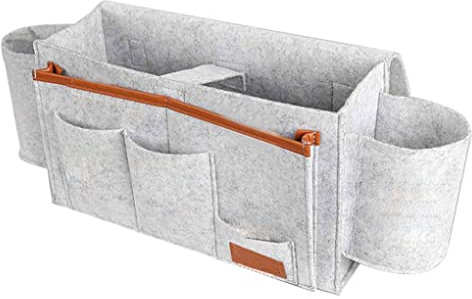 Felt Bed Caddy Felt Bedside Organizer Caddy Hanging Storage Pocket with Water Bottle Holder for Bed Sofa