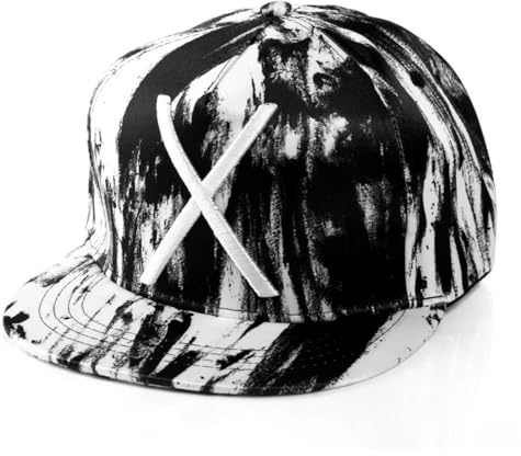 YUEZHAN Herren Kappe Hut Rap Man Graffiti-Stil Stickerei Persönlichkeit Hip-Hop Cap Dance Großer Flacher Baseball Hut L(56-60Cm) Schwarz