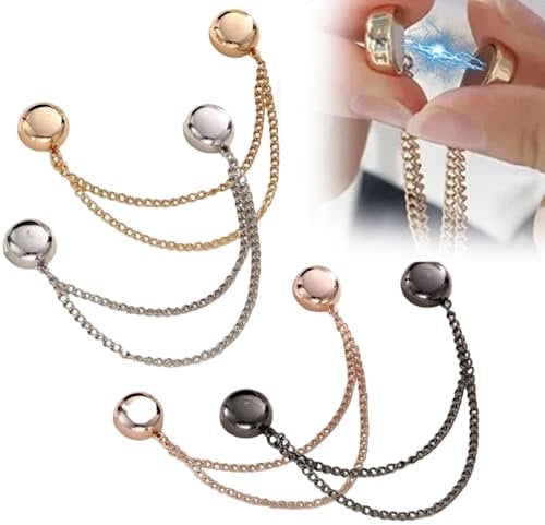 Lilbitty 4 Stück Magnetische Kleidungsclips, Mehrzweck Farbige Pinless Brosche, Stärkste Magnetische Clips für Kleidung, Hijab-Magnete in Gold und Schwarz für Frauen